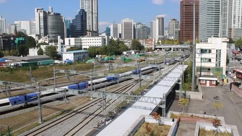 KTX Train to Seoul Station Stock Footage 170169175
