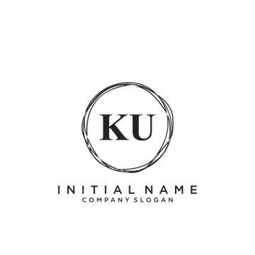 KU Initial handwriting logo design Stock Illustration