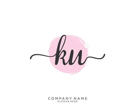 KU Initial handwriting logo design Stock Illustration