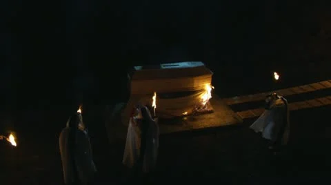 Ku Klux Klan set fire to the coffin Stock Footage 12332603