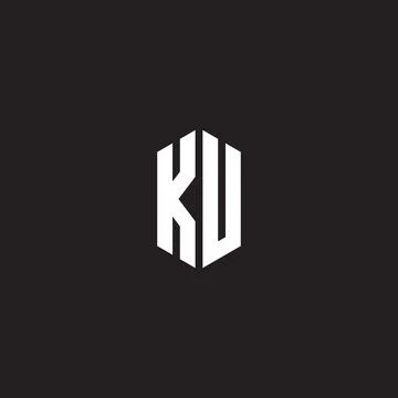 KU Logo monogram with hexagon shape style design template Stock Illustration
