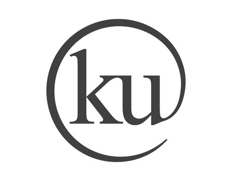 KU logo from two letter with circle shape email sign style. K and U round l.. Stock Illustration