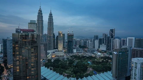 Kuala Lumpur Circa 2018 : Time Lapse of Kuala Lumpur city centre at dusk Stock Footage 96453904