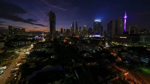 Kuala Lumpur city time lapse during dawn overlooking the city skyline Stock Footage 86041809