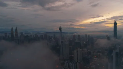 Kuala Lumpur city view during low cloud Stock Footage 164061153