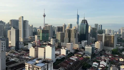 Kuala Lumpur downtown panoramic view with with iconic skyscrapers, Malaysia. Stock Footage 333546342