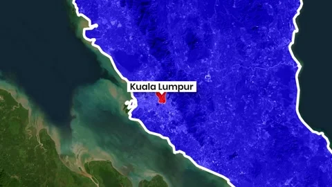 Kuala Lumpur highlighted on animated digital map zoom motion footage 動画素材 342594436