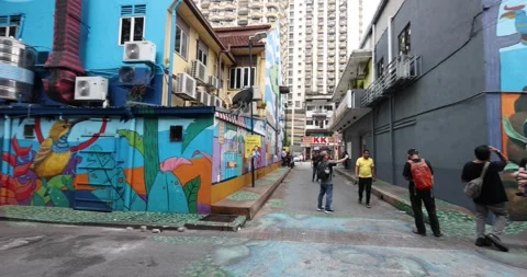 Kuala Lumpur, Malayisa  October 07, 2023- Graffiti wall mural building artw.. Stock Footage 252575482