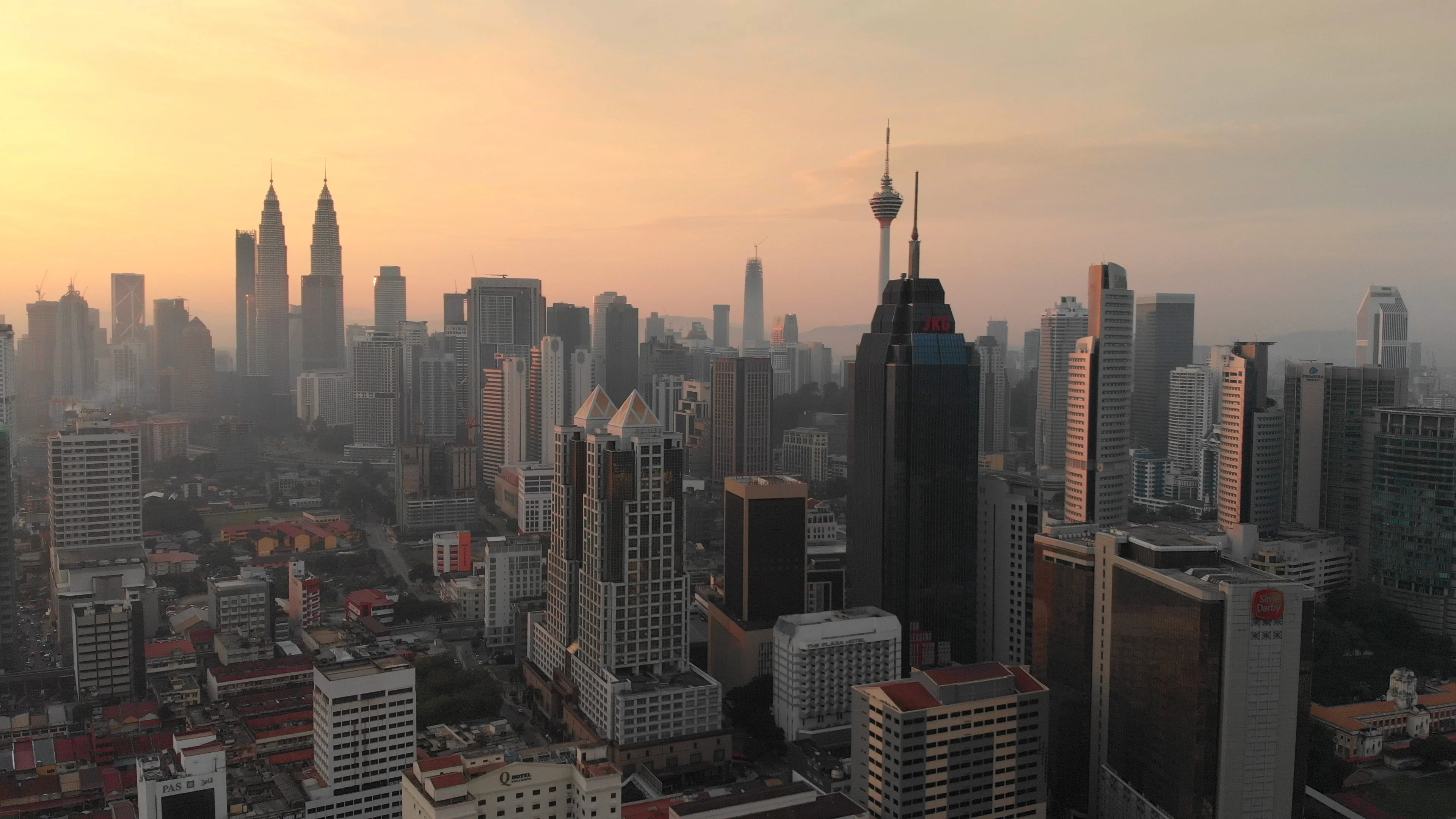 Kuala Lumpur, Malaysia, Aerial View of KL Cityscape at Sunrise