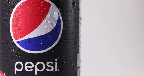 Kuala Lumpur, Malaysia-April 18, 2022- Pepsi black sugar free logo on ice col Stock Footage 183204341