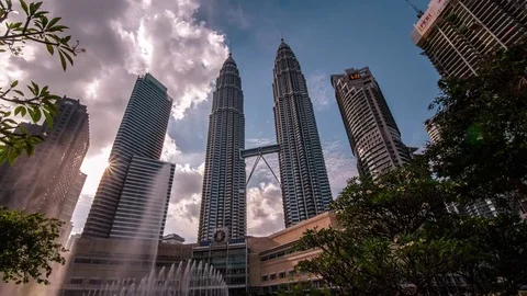 Kuala Lumpur In Malaysia Petronas Towers Timelapse Stock Footage