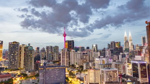 Kuala Lumpur skyline at sunset Video stock 308975189