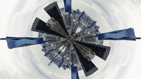 Kuala Lumpur skyline turned into abstract tiny planet Stock Footage 309097198