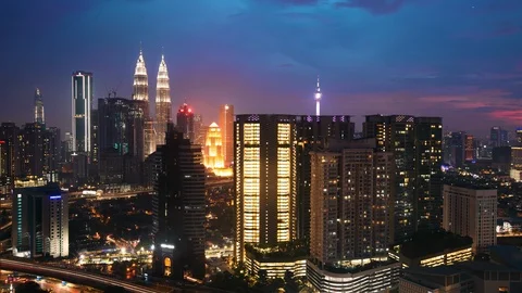 Kuala Lumpur sunset timelapse Stock Footage 100280872