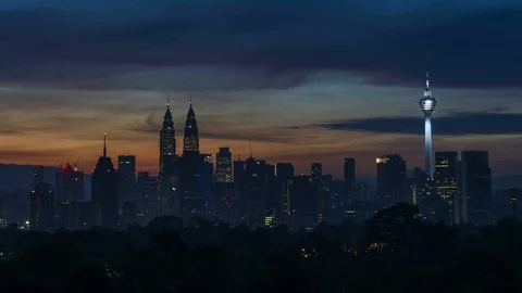 Kuala Lumpur time lapse during sunset or sunrise. Stock Footage 89254060
