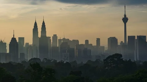 Kuala Lumpur time lapse during sunset or sunrise. Stock Footage 89271094