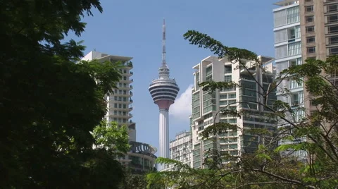 The Kuala Lumpur tower as seen through the city skyline Stock Footage 52008438