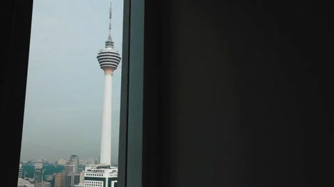Kuala Lumpur Tower through window Stock-Footage 66007701