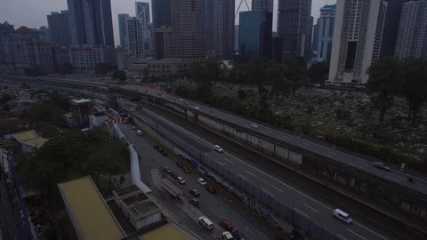 Kuala Lumpur view during cloudy day, morning landscape, main road or highway Stock Footage 114814589