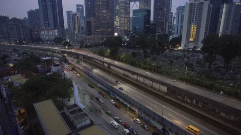 Kuala Lumpur view during cloudy day, morning landscape, main road or highway Stock Footage 114814601