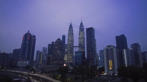 Kuala Lumpur view during cloudy day, morning landscape, main road or highway Stock Footage 114814684
