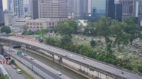 Kuala Lumpur view during cloudy day, morning landscape, main road or highway Stock Footage 114814993