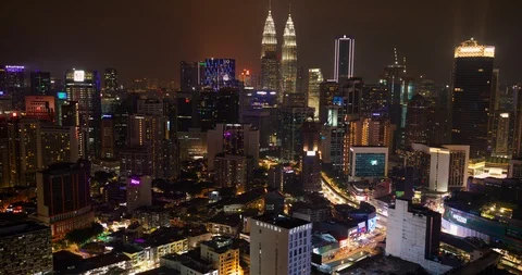 Kuala Lumpurs skyline at night. Stock Footage 115061099
