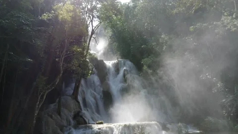 Kuang si waterfall laos Stock Footage 130463953