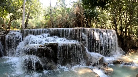 Kuang Si waterfall Luang Prabang Laos Stock Footage