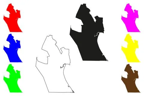 Kuantan city (Malaysia) map vector illustration, scribble sketch Kontaeng or  스톡 일러스트