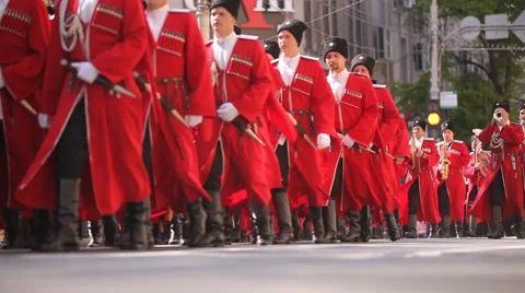 Kuban cossacks marching Stock Footage 59937458