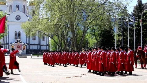 Kuban Cossacks Solemn construction Stock Footage 75525529