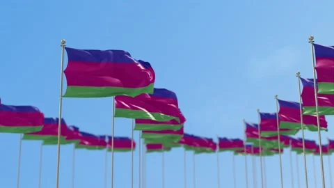 Kuban Peoples Republic Row Of Flags 3D Animation Stock-Footage 148710159