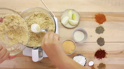 Kubba tablets stuffed with yogurt FINE BULGUR Stock Footage 68595102