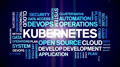 Kubernetes animated word cloud,animation kinetic typography text seamless loop. Stock Footage 169265654