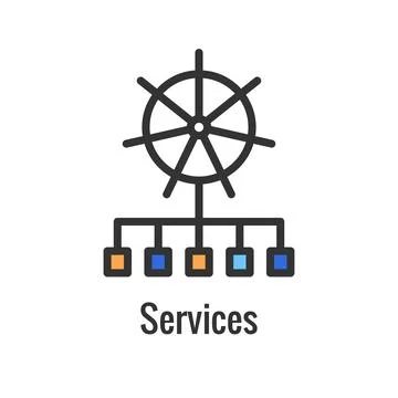 Kubernetes Development and Environment Icon Showing Benefit Stock Illustration