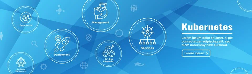 Kubernetes Development Environment Icon Set and Web Header Banner Stock Illustration