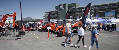 Kubota construction equipment interactive game display at NASCAR race weekend Stockbeeldmateriaal 338357581