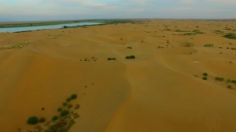 Kubuqi Desert Lake Stock Footage 198517942