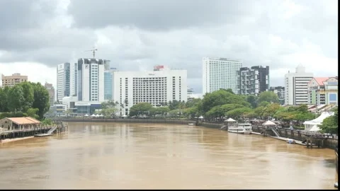 Kuching City Waterfront Stock Footage 166714094