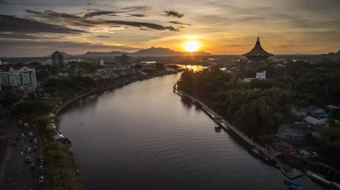 KUCHING WATERFRONT VIEW Stock Footage