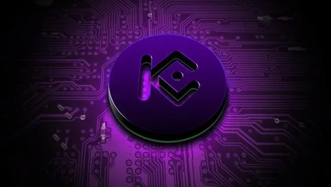 Kucoin cryptocurrency coin on colorful background, cryptocurrency concept Stock Illustration