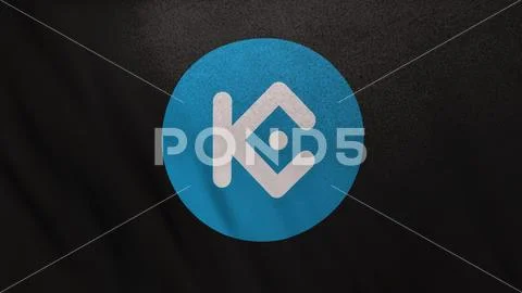 Kucoin Token KCS Coin icon logo on full frame black flag banner