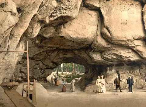 Kuhstall is the second largest rock gate in the Elbe Sandstone Mountains Saxony Stock Illustration