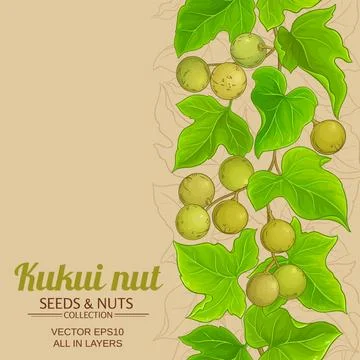Kukui branches vector pattern on color background Illustrazione stock