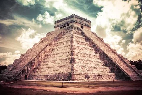 Kukulkan Pyramid (el Castillo) at Chichen Itza, Yucatan, Mexico Foto stock