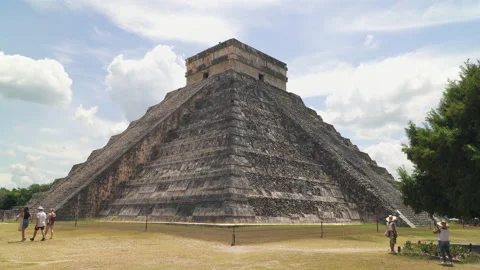 Kukulkan temple or El Castillo, also known as the Pyramid of Chichen Itza Stock Footage 156210136