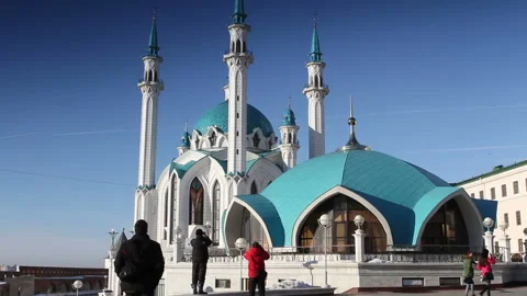 Kul Sharif Big White Mosque In Kazan, Russia. Amazing architecture in Tatarstan Stock-Footage 150678319