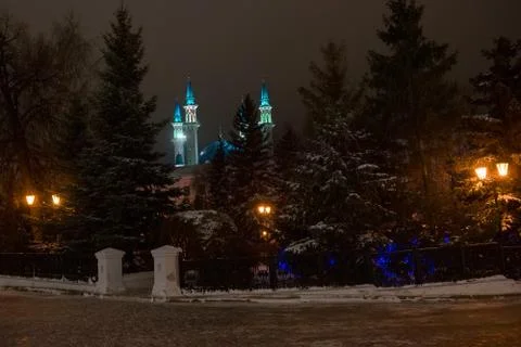 Kul Sharif Mosque in the Kazan Kremlin on a cloudy winter evening Foto stock