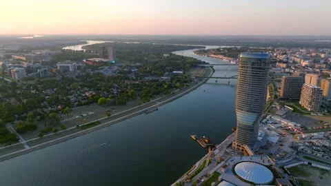 Kula Beograd, BW Tower, Belgrade Waterfront Tower Belgrade Serbia drone Stock Footage 216009350